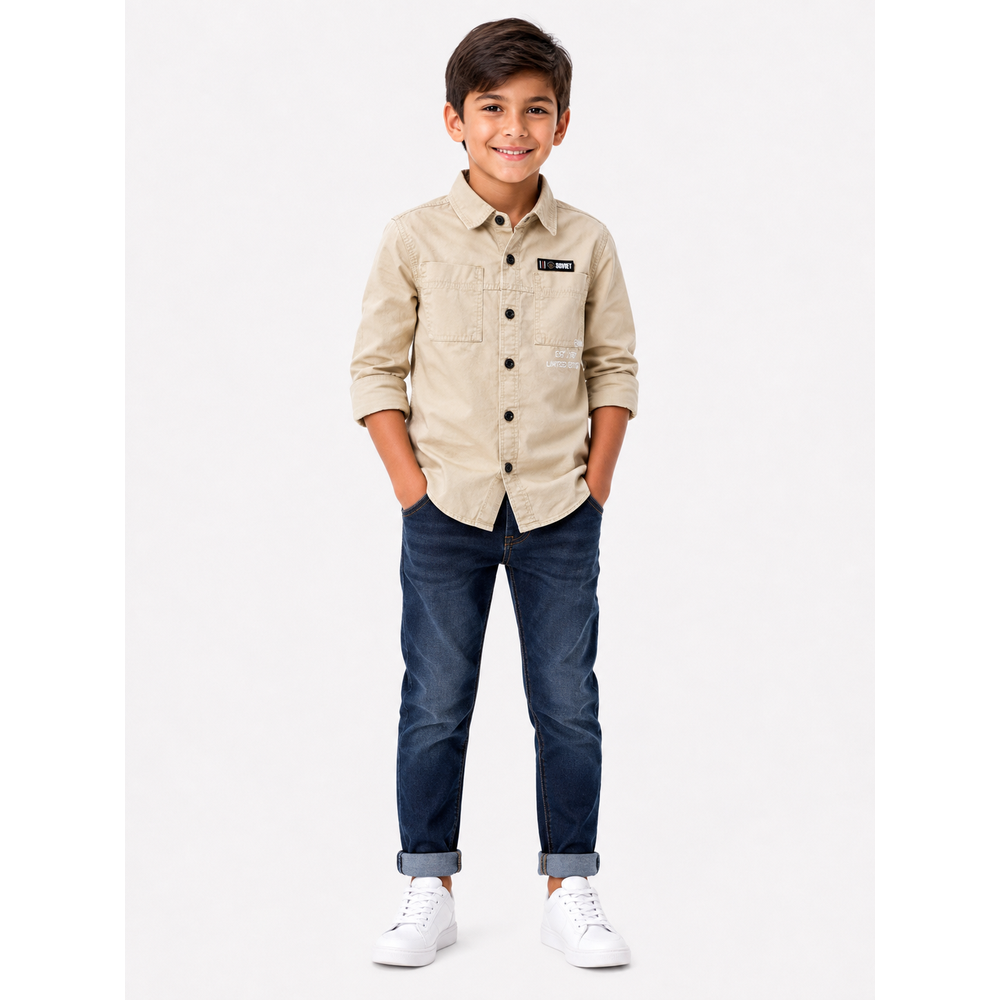 Soviet Boys Hydra Long Sleeves Fashion Shirt In Khaki
