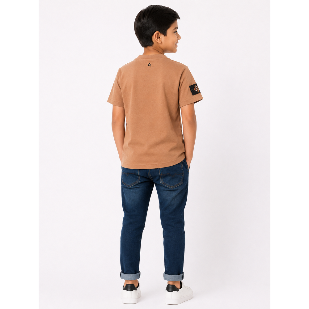 Soviet Boys Legit Velvety Suede Short Sleeves Fashion T-Shirts In Tobacco