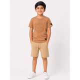 Soviet Boys Medal Velvety Suede Track Shorts In Light Khaki
