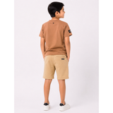 Soviet Boys Medal Velvety Suede Track Shorts In Light Khaki