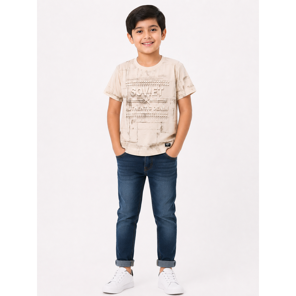 Soviet Boys Ratchet Short Sleeves Fashion T-Shirt In Light Sand