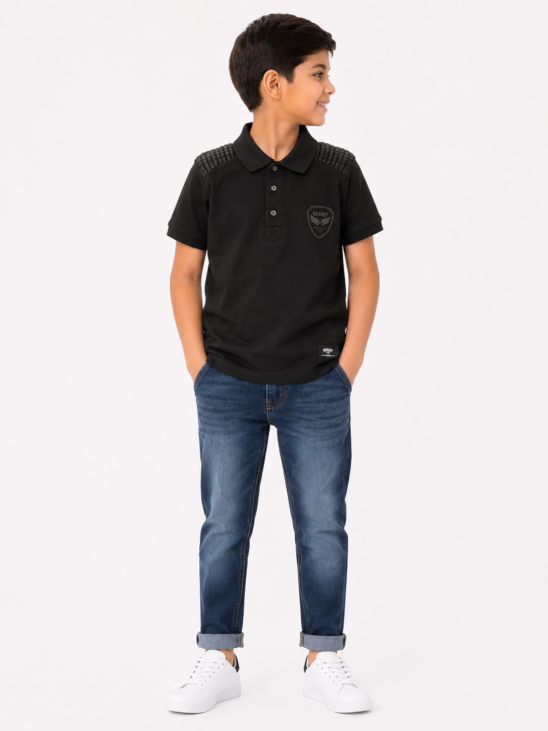 Soviet Boys Score Short Sleeves Fashion Golfer In Black