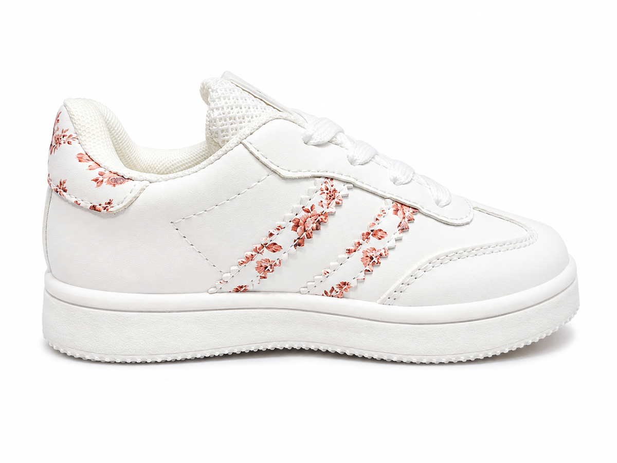 Soviet Girls Infants Isla Fash Low Casual Sneakers In White Mono/Floral