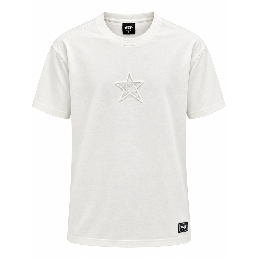 Soviet Malden Mens Short Sleeve Crew Knitted Neck T-Shirt In White