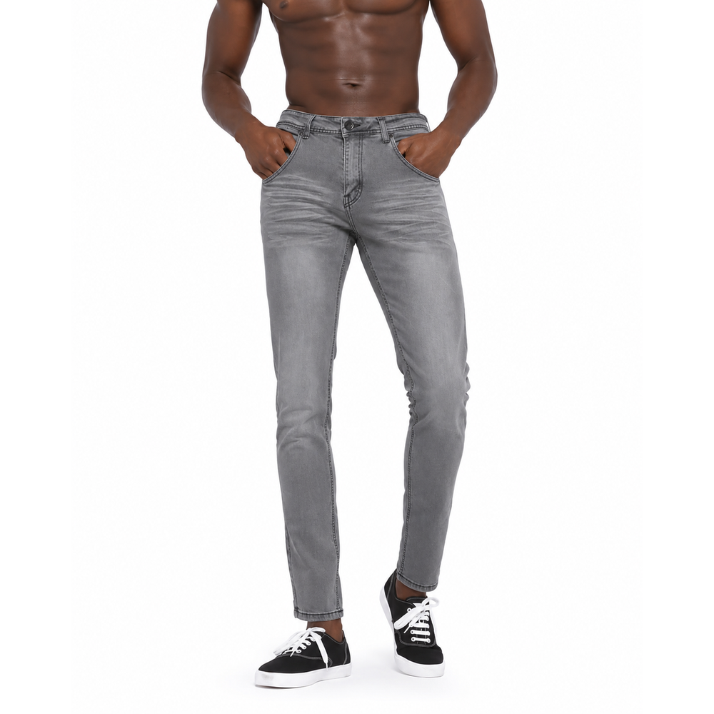 Soviet Mens Terminator #4 Skinny Denim Jeans In Medium Grey