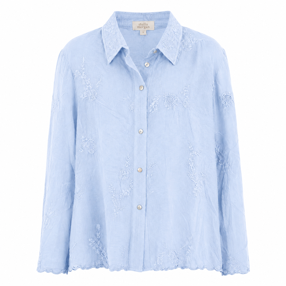 Stella Morgan Floral Shirt In Pale Blue