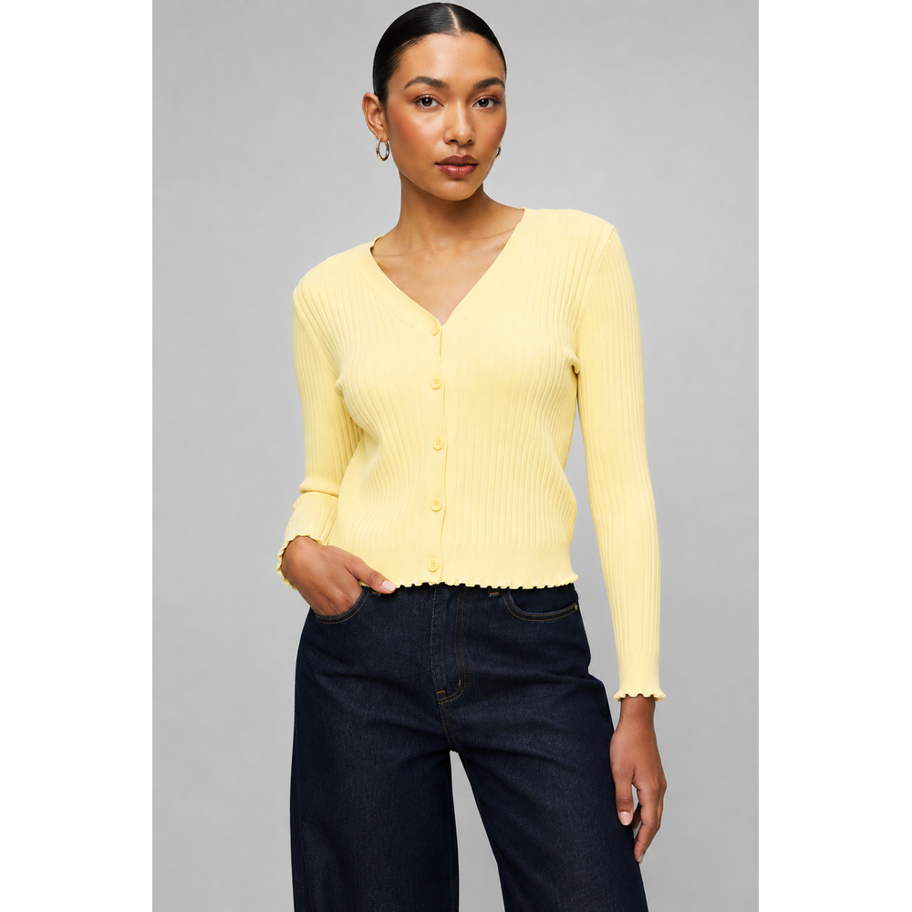Stella Morgan Long Sleeve Cardigan In Yellow