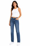 Stella Morgan Mid Waist Straight Leg Jeans In Mid Denim
