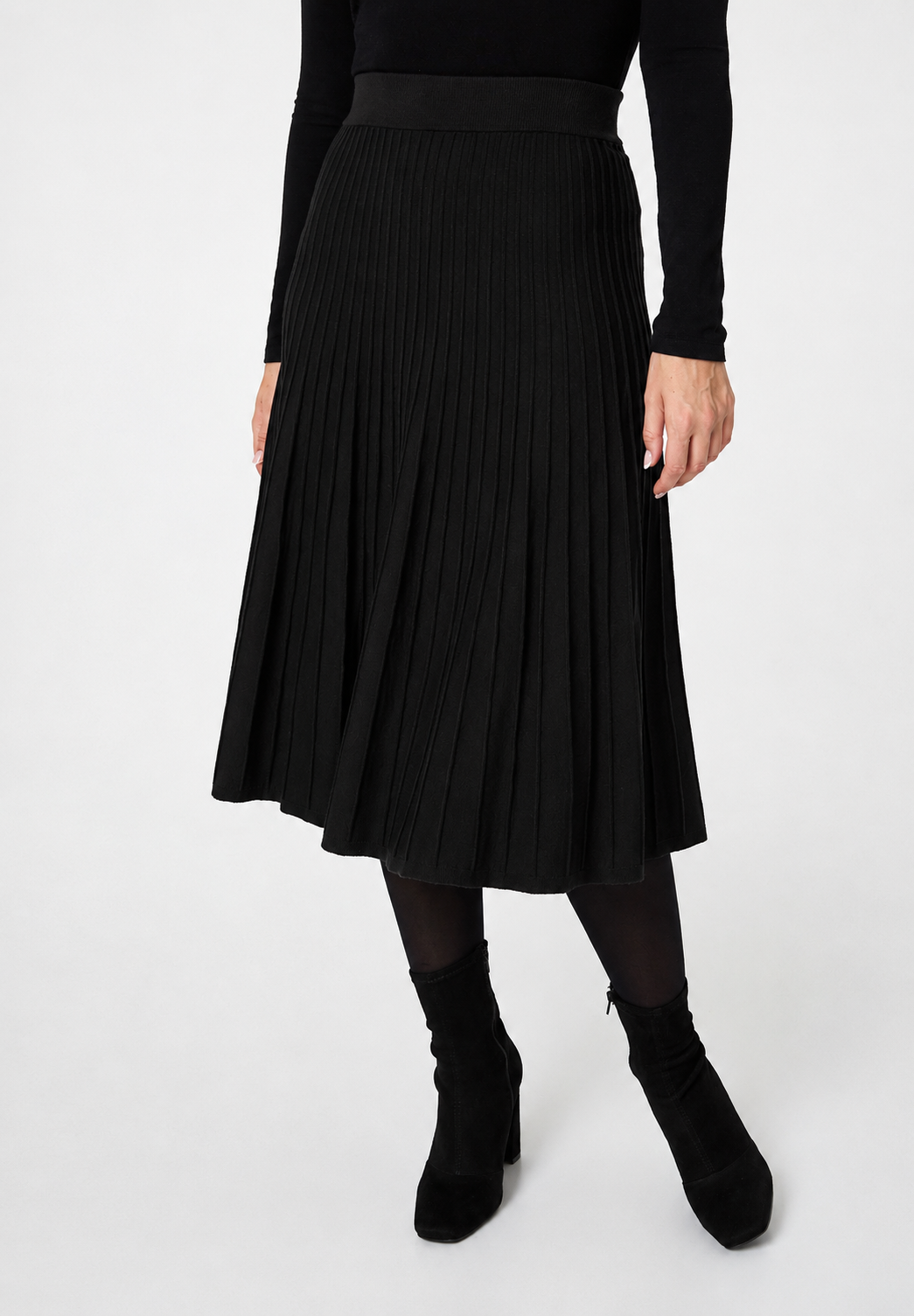 Stella Morgan High Waist Knitted A-Line Skirt In Black