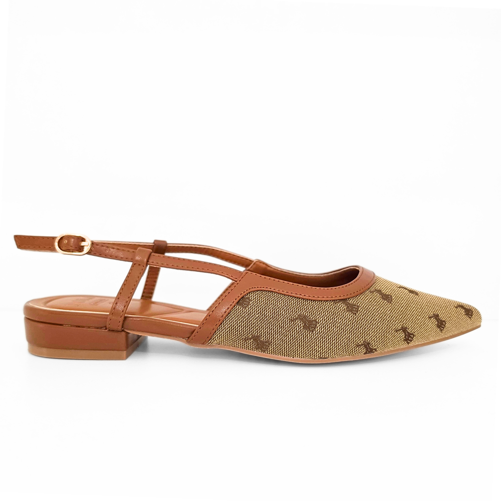 Polo 0078853 Ladies Jacquard Slingback Flat Shoes Stone