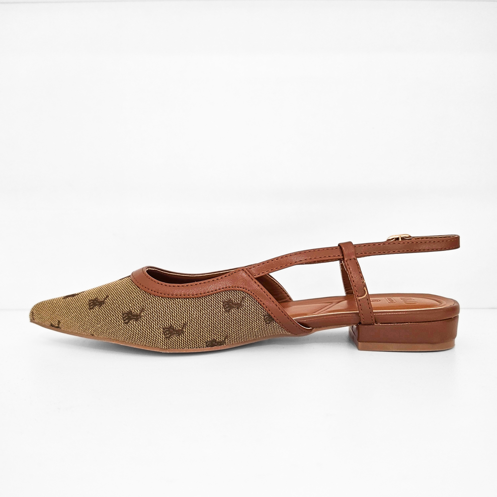 Polo 0078853 Ladies Jacquard Slingback Flat Shoes Stone
