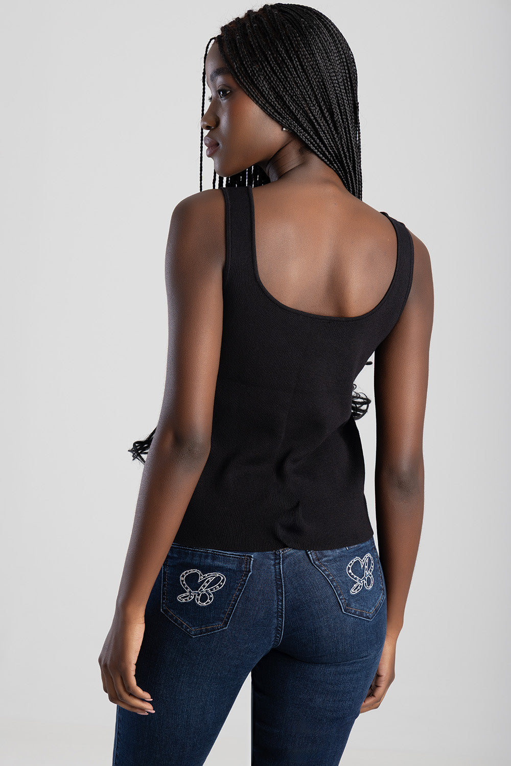 Sissy boy Ladies Embroidered Logo Tank Top In Black