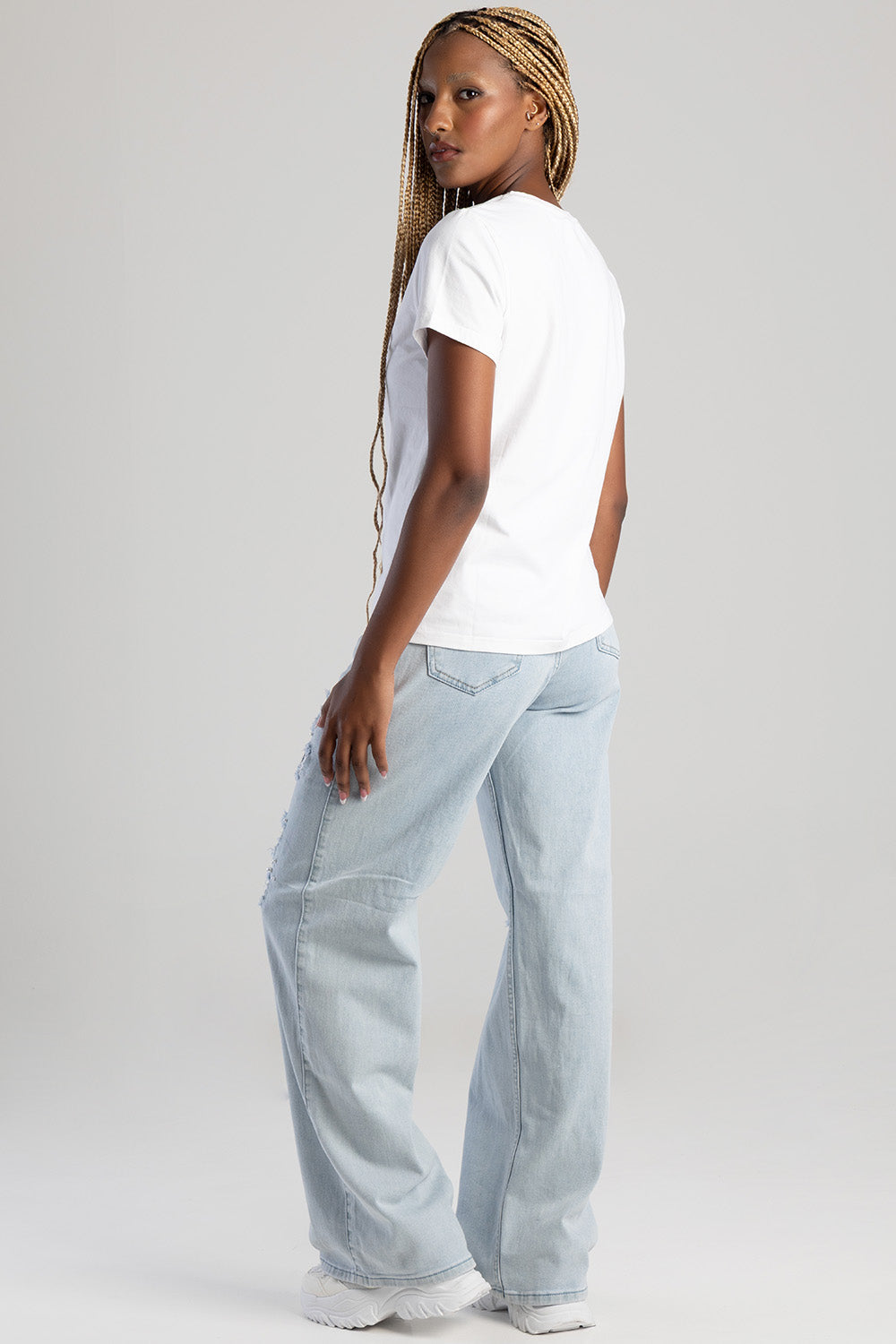 Sissyboy Ladies Regular T-Shirt with Beaded Logo In White