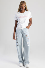 Sissyboy Ladies Regular T-Shirt with Beaded Logo In White