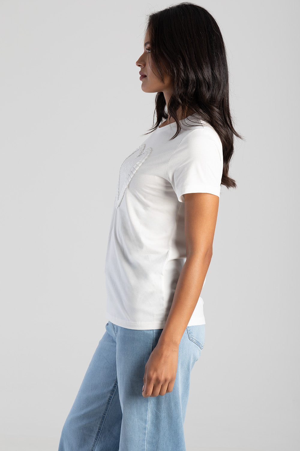 Sissyboy Ladies Regular T-Shirt With Ribbon Heart In White