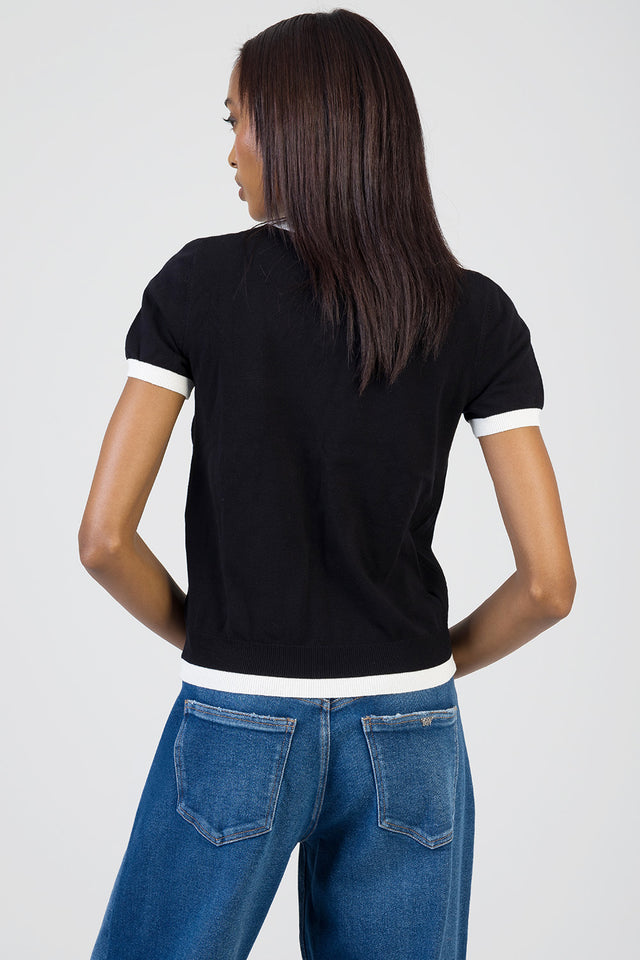 Sissyboy Womens Short Sleeve Knitwear Top With Bling In Black