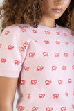 Sissy boy Womens Short Sleeve Knit Top In Pink