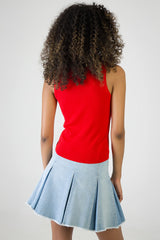 Sissy boy Red Sleeveless Knitwear Vest Top With White Hearts