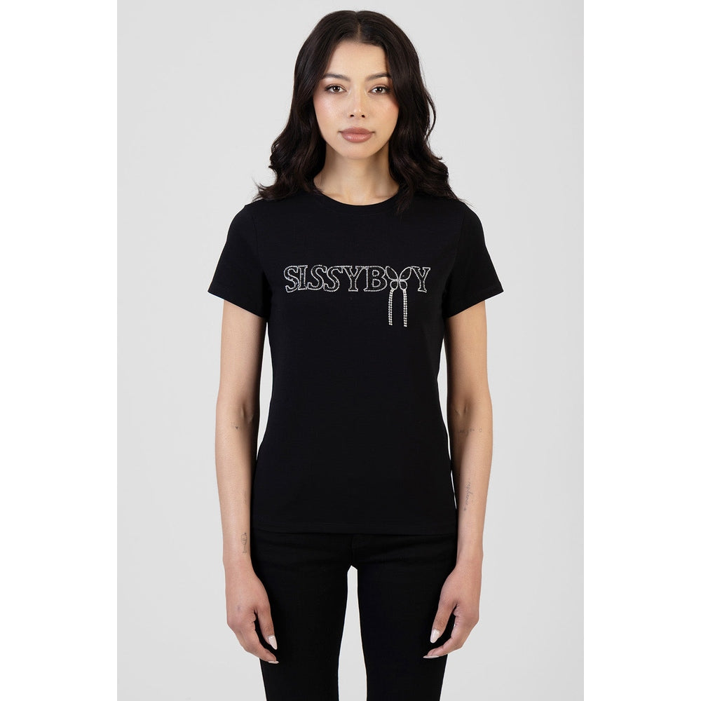 Sissy Boy Womens Glitter In The Dark Regular T-Shirt In Black