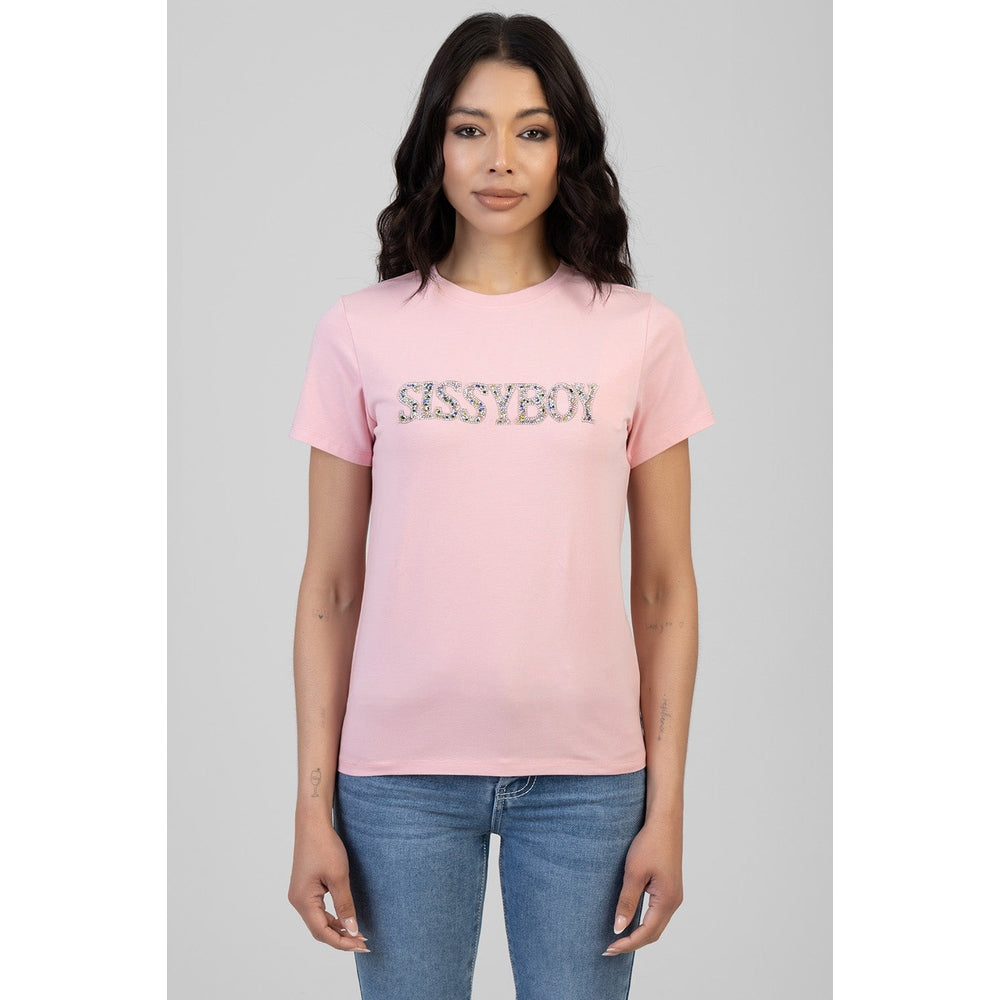Sissy Boy Womens Light Chaser Regular T-Shirt With Multi Beats In Pink