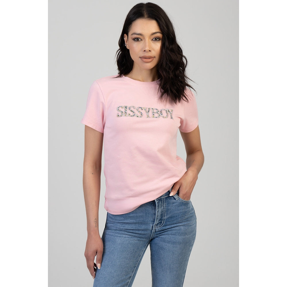 Sissy Boy Womens Light Chaser Regular T-Shirt With Multi Beats In Pink