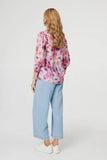 Izabel London Ladies Half Sleeve Printed Sheer Shirt In Pink
