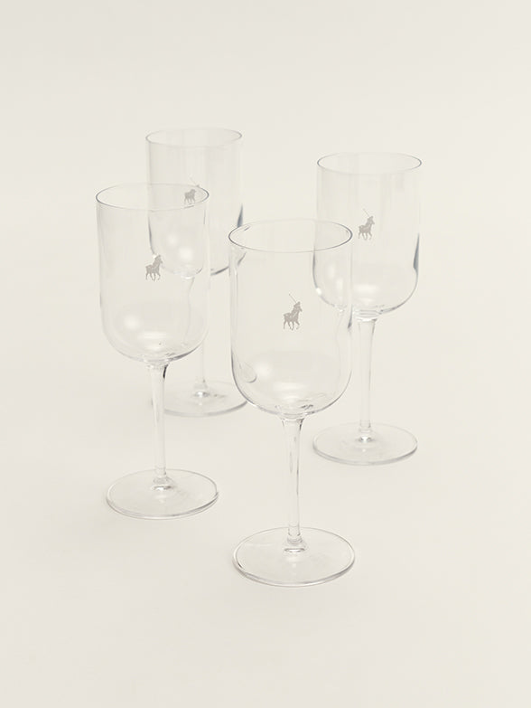 Polo Red Wine Glasses 4 Piece Set In Transparent