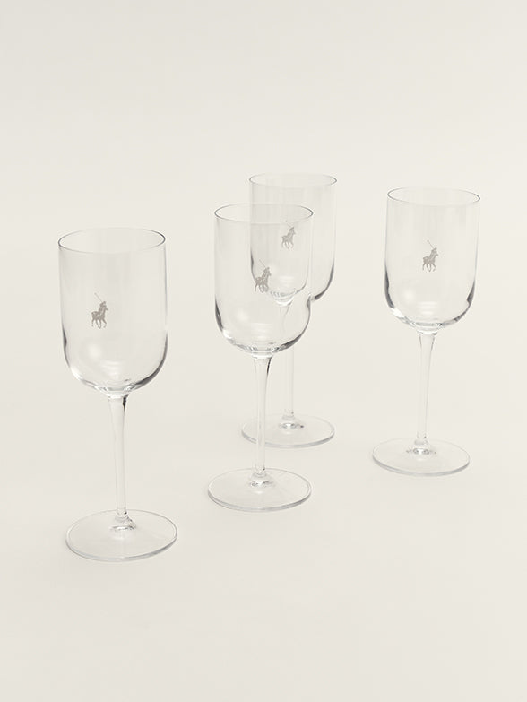Polo White Wine Glasses 4 Piece Set In Transparent