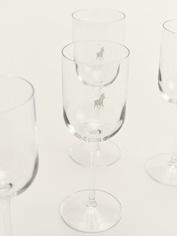 Polo White Wine Glasses 4 Piece Set In Transparent