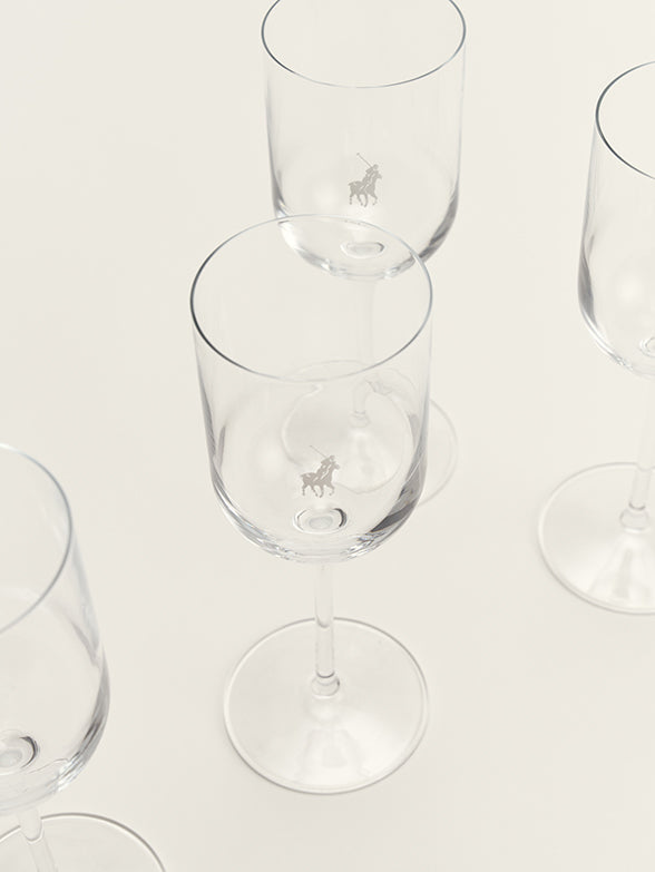 Polo White Wine Glasses 4 Piece Set In Transparent