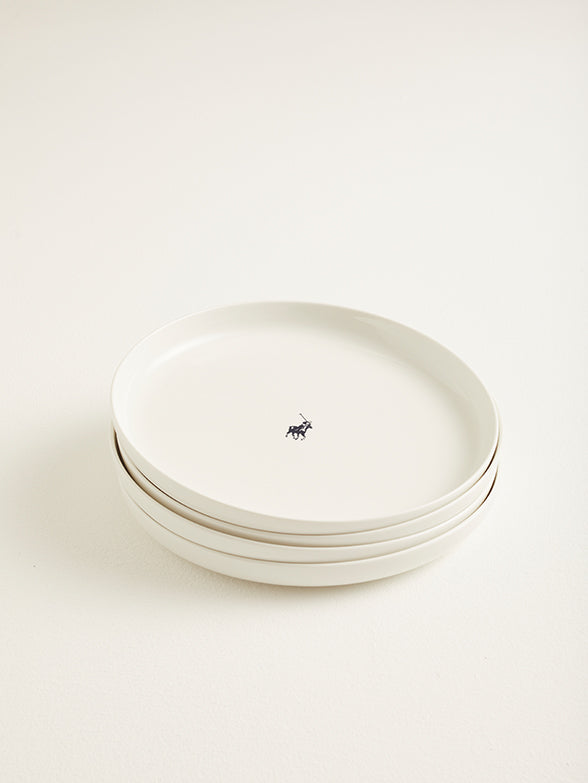 Polo Classic High Rim Dinner Plate 4 Piece Set In White