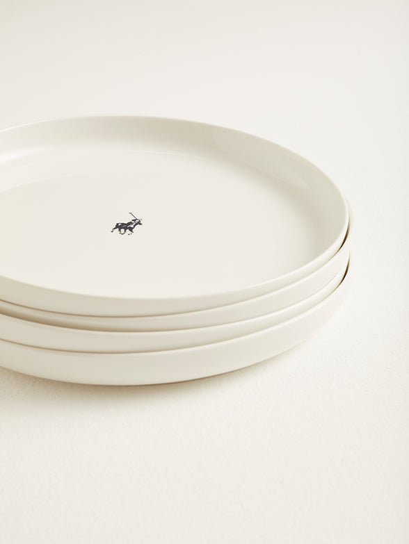 Polo Classic High Rim Dinner Plate 4 Piece Set In White