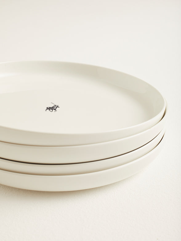 Polo Classic High Rim Dinner Plate 4 Piece Set In White