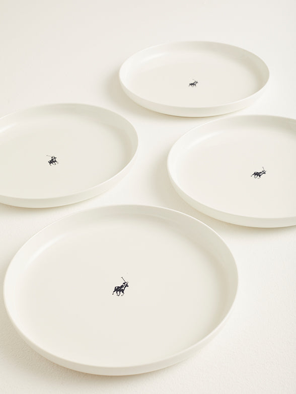 Polo Classic High Rim Dinner Plate 4 Piece Set In White
