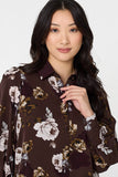 Izabel London Ladies Printed Floral Blouse In Brown