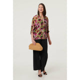 Stella Morgan Floral Button Relaxed Blouse In Pink Multi