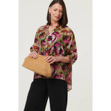 Stella Morgan Floral Button Relaxed Blouse In Pink Multi