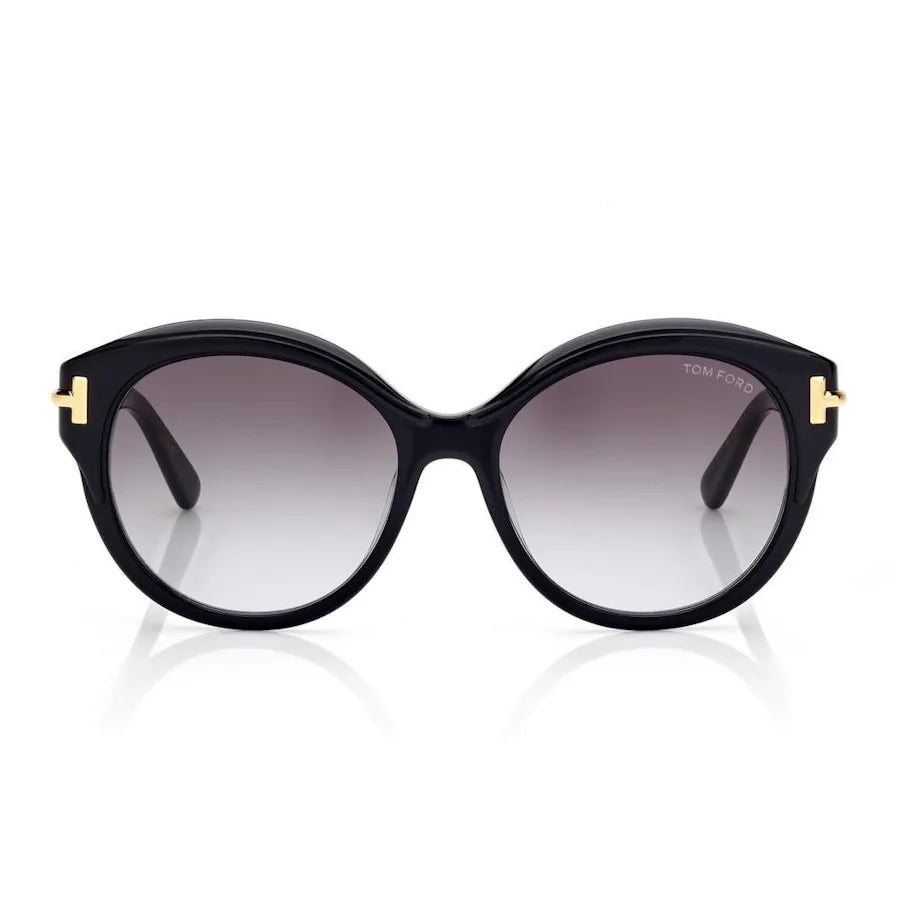 Tom Ford Womens Icon Round Sunglasses In Black and Gold
