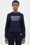 Sissy boy Womens Logo Sweat Top With Bling In Navy