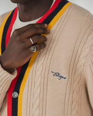 Tshepo Jeans Unisex Knitted Cardigan In Beige