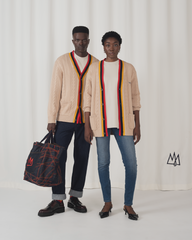 Tshepo Jeans Unisex Knitted Cardigan In Beige