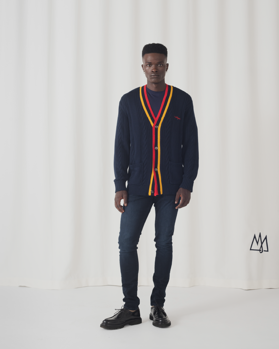 Tshepo Jeans Unisex Knitted Cardigan In Navy