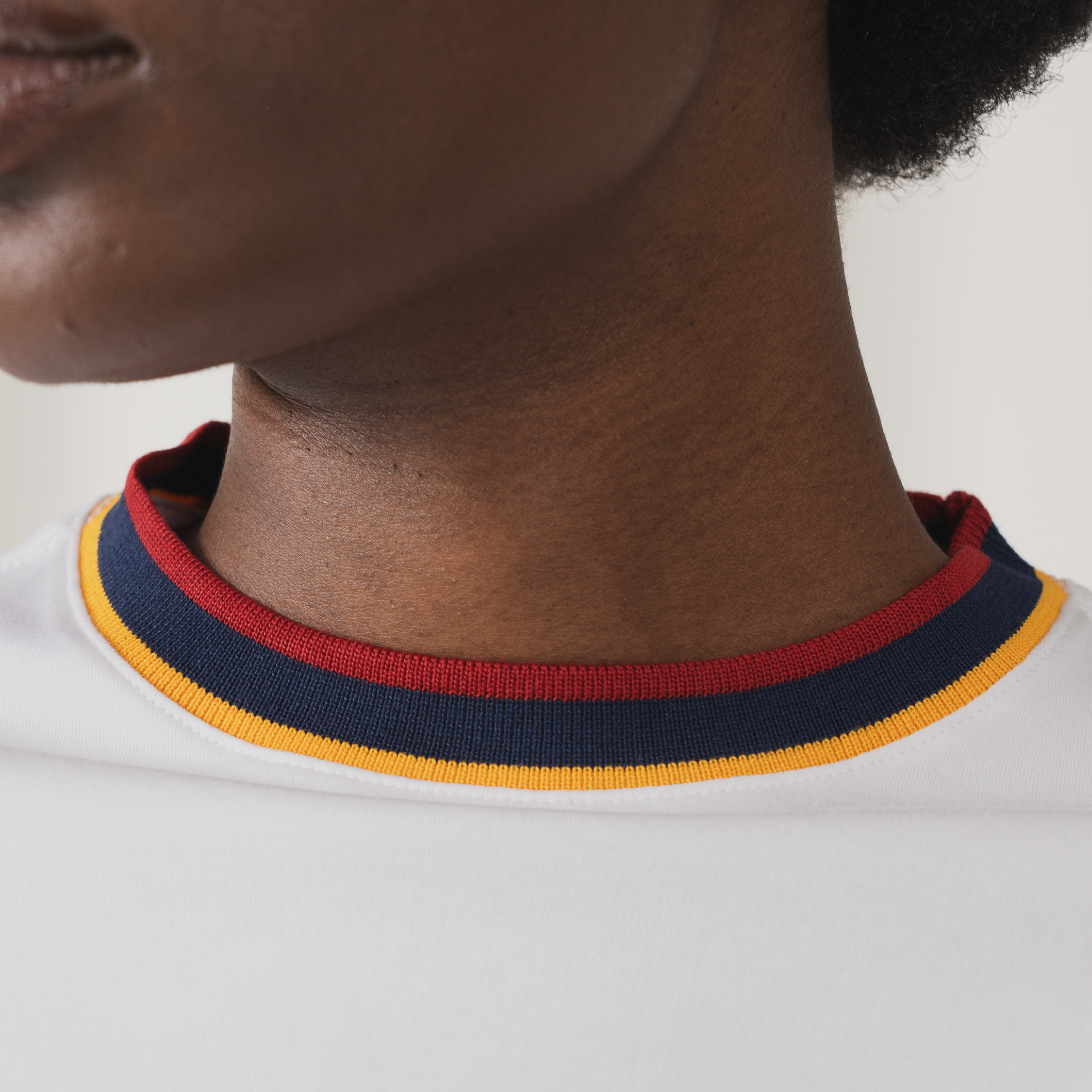 Tshepo Jeans Unisex Flag Rib Neckline T-Shirt In White