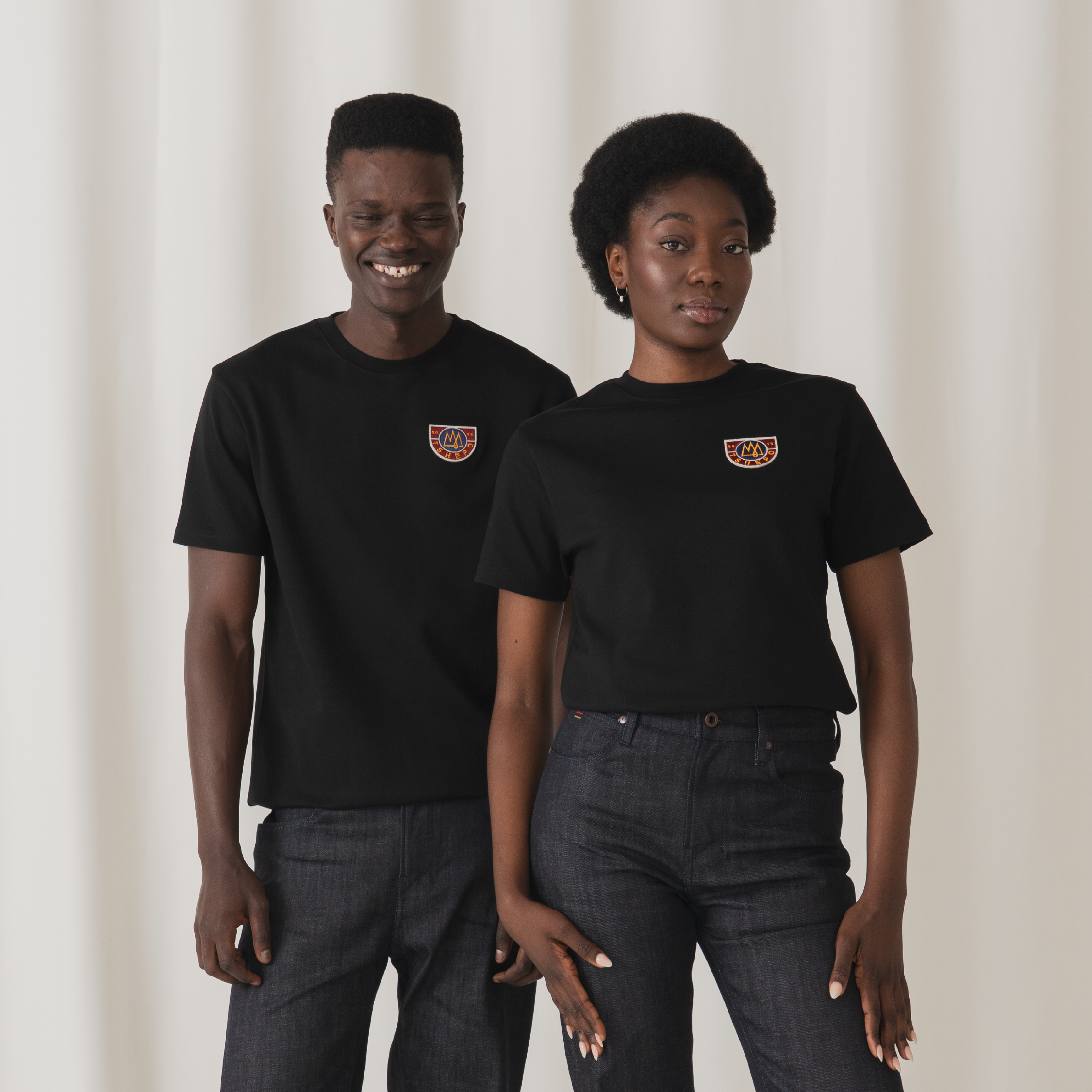 Tshepo Jeans Mens Embroidered Felt Badge T-Shirt In Black