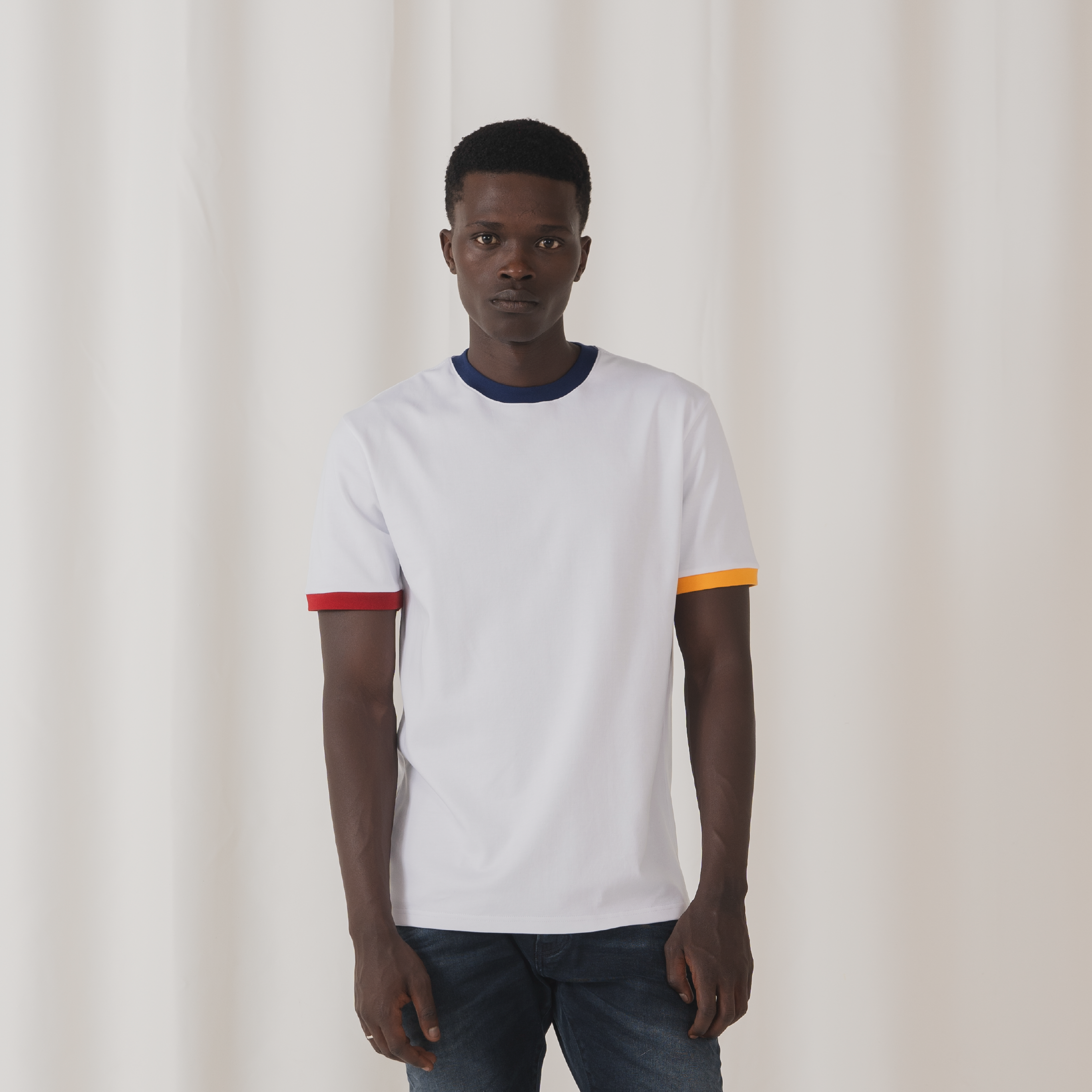 Tshepo Jeans Plain Flag Ribbed T-Shirt White