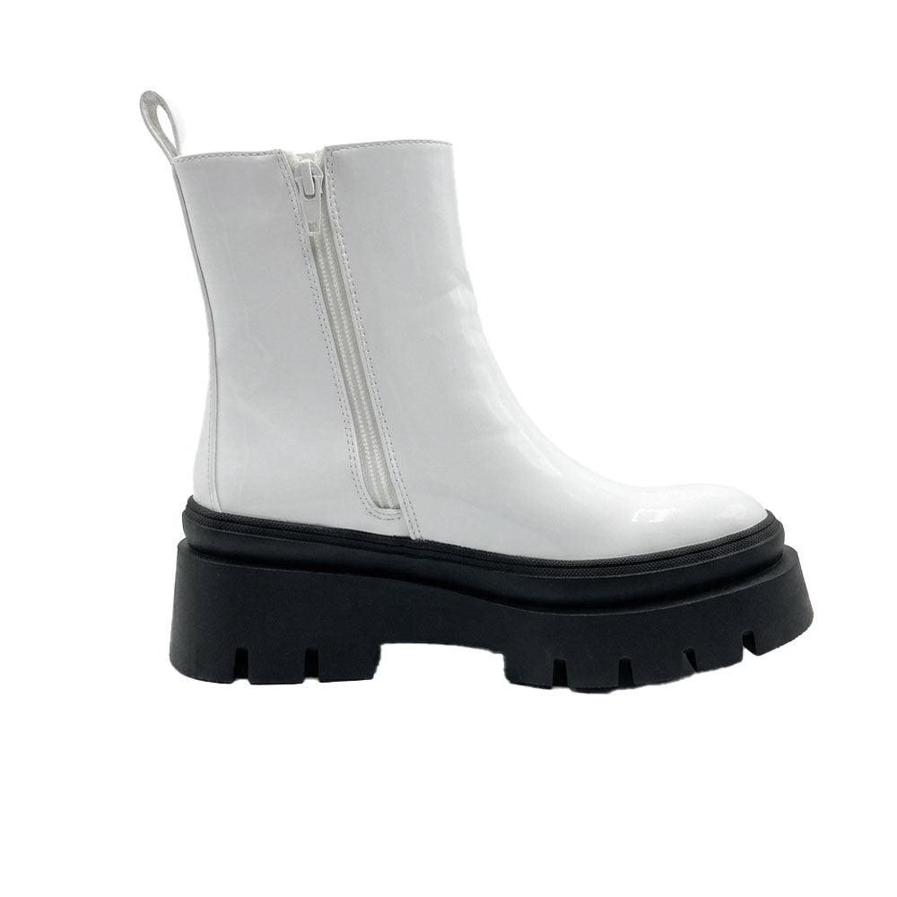 Sissyboy Ladies Alma Patent Ankle Boots In White