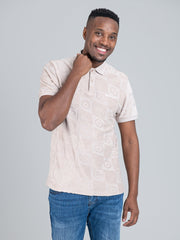 Ben Sherman Mens Terry Tar Textured Polo Plaster