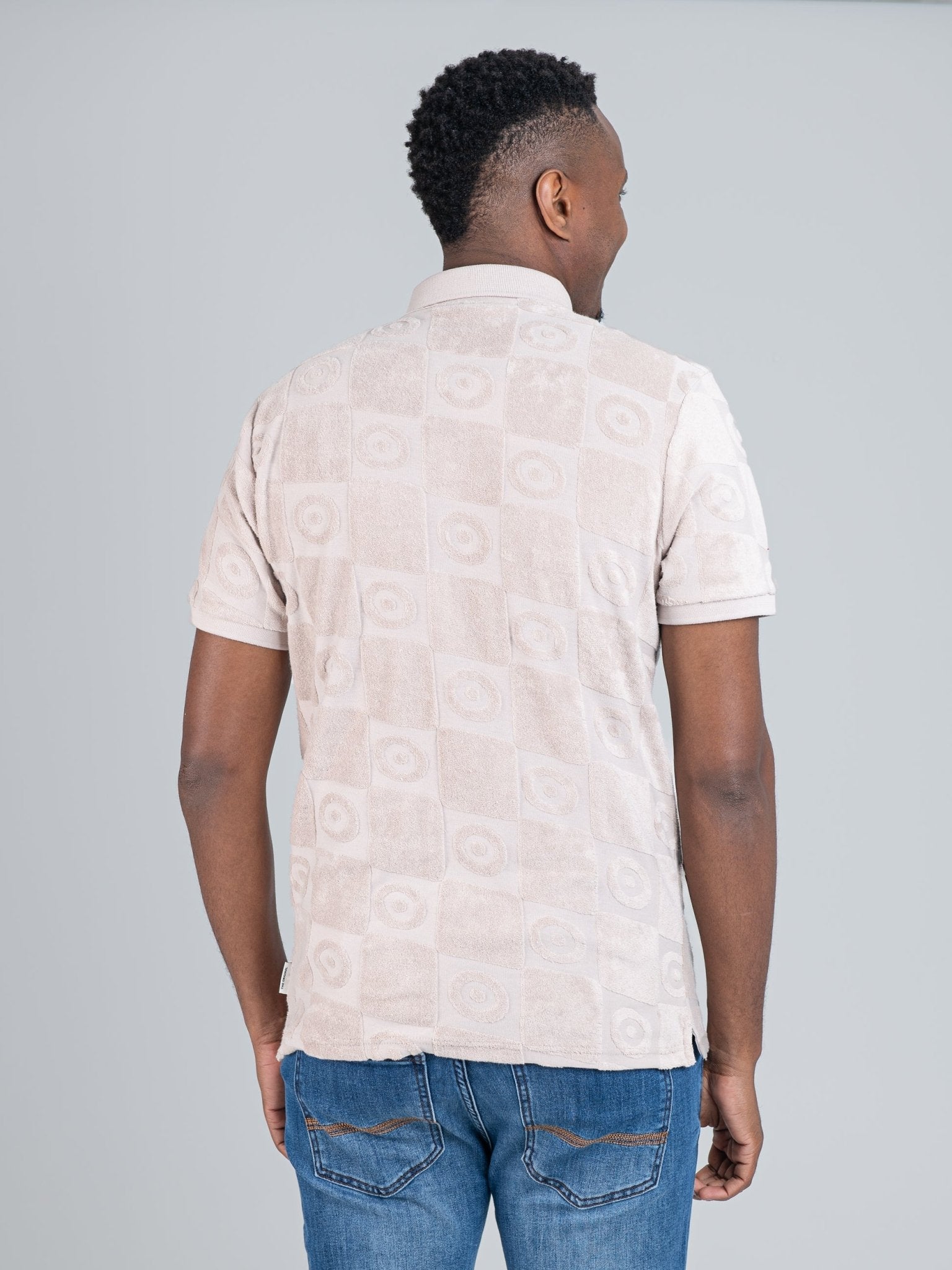 Ben Sherman Mens Terry Tar Textured Polo Plaster