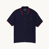 Tshepo Mens Tipped Knit Os Polo Shirt Navy