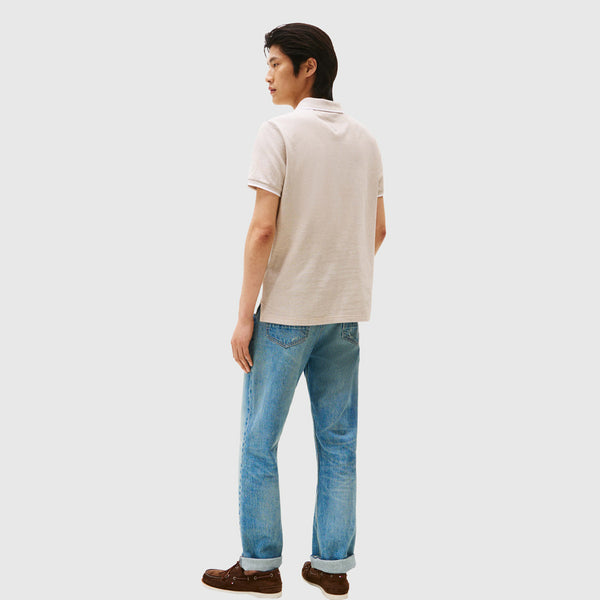 Tommy Hilfiger Msw Linen Pique Reg Polo Sandalwood